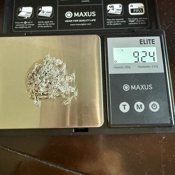 Elegant Sterling Silver 925 Chain With 25 Round CZ Station Set Stones. 36” Long - Picture 5 of 5